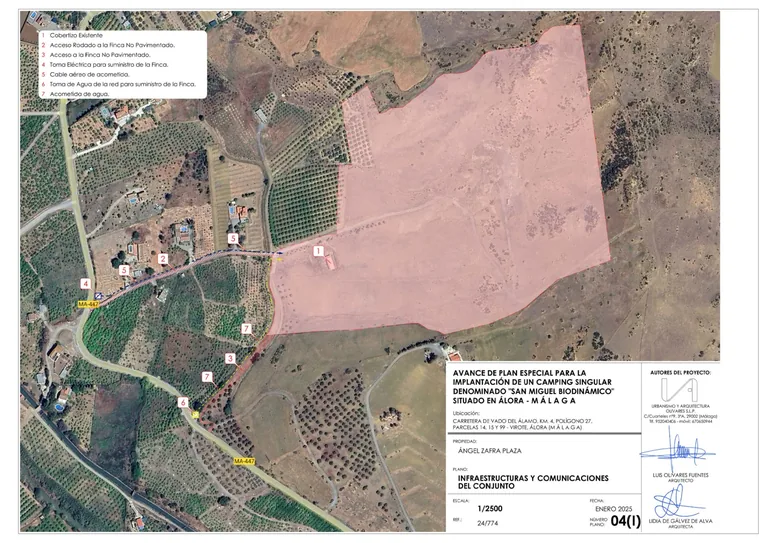 Parcelas y accesos · Ortofoto del expediente